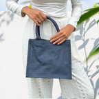 Petit sac en toile de jute bleu – Sac écoresponsable