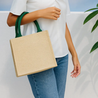 Sac signature en toile de jute – Naturel & anses vertes NEYWASA Originals