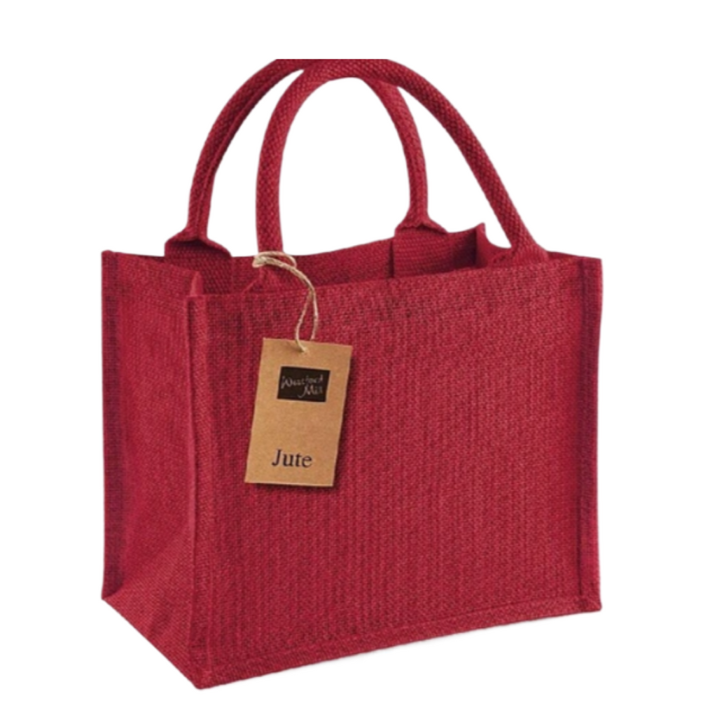Petit sac en toile de jute rouge – Sac écoresponsable